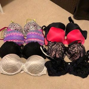 8 Bras, 36D, mostly Victoria’s Secret